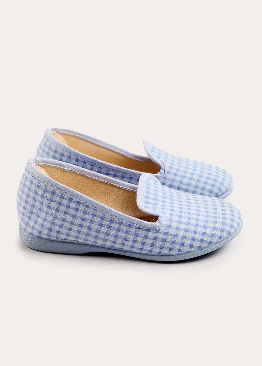 Beauchamp Gingham Slippers in Blue (24-35EU)