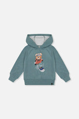 Hoodie With Screenprint Pale Turquoise