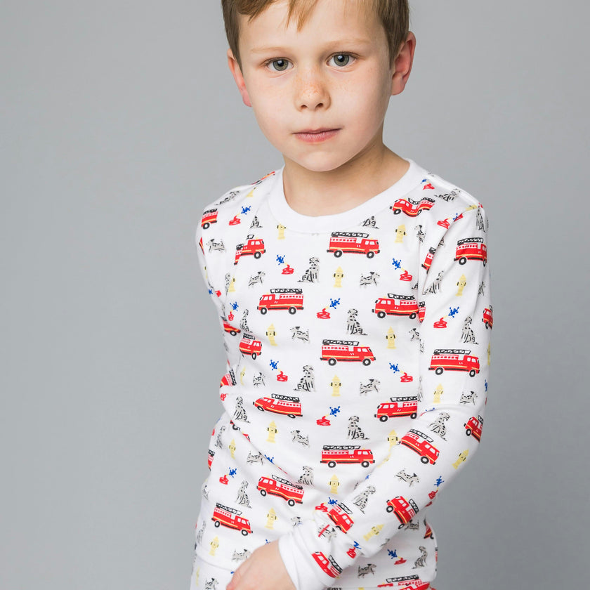 The Organic Long Sleeve Pajama Set [Fire Trucks]