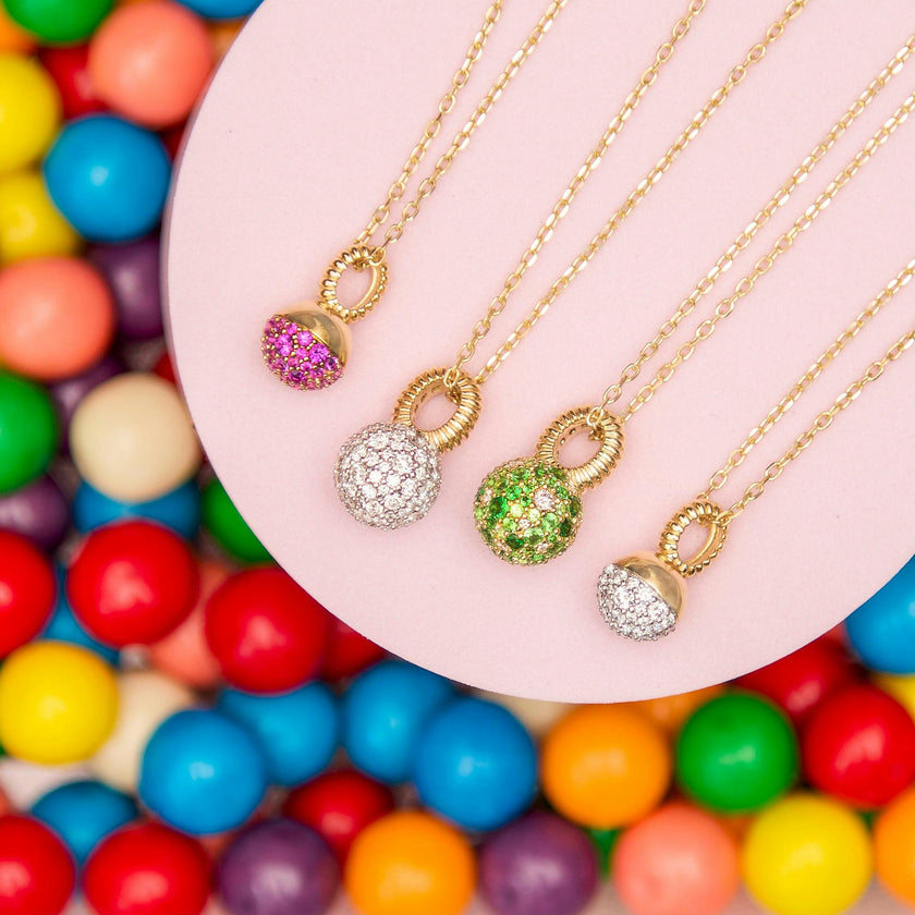 Revel Small Bobble Charm Necklace - Diamond