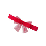 Infant Girls (0-12M) Quilted Knit Dress & Headband Set | Tulle Bows - Red