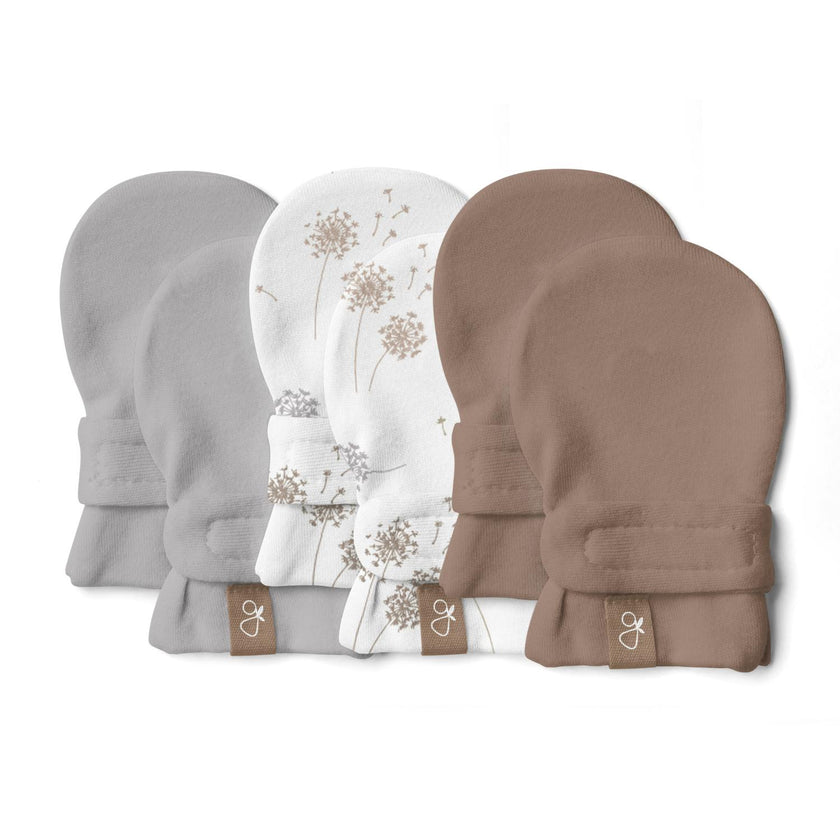 STAY ON 3-PACK MITTS | LAVENDER + DANDELION + HIGH PRAIRIE — Bamboo Organic Cotton Blend, 0–6M