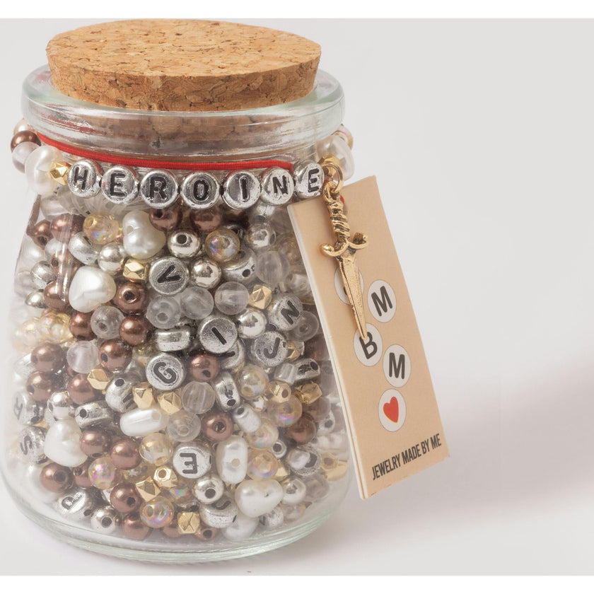 Heroine Metallic Letter Bead DIY Stretch Bracelet Kit with Dagger Charm