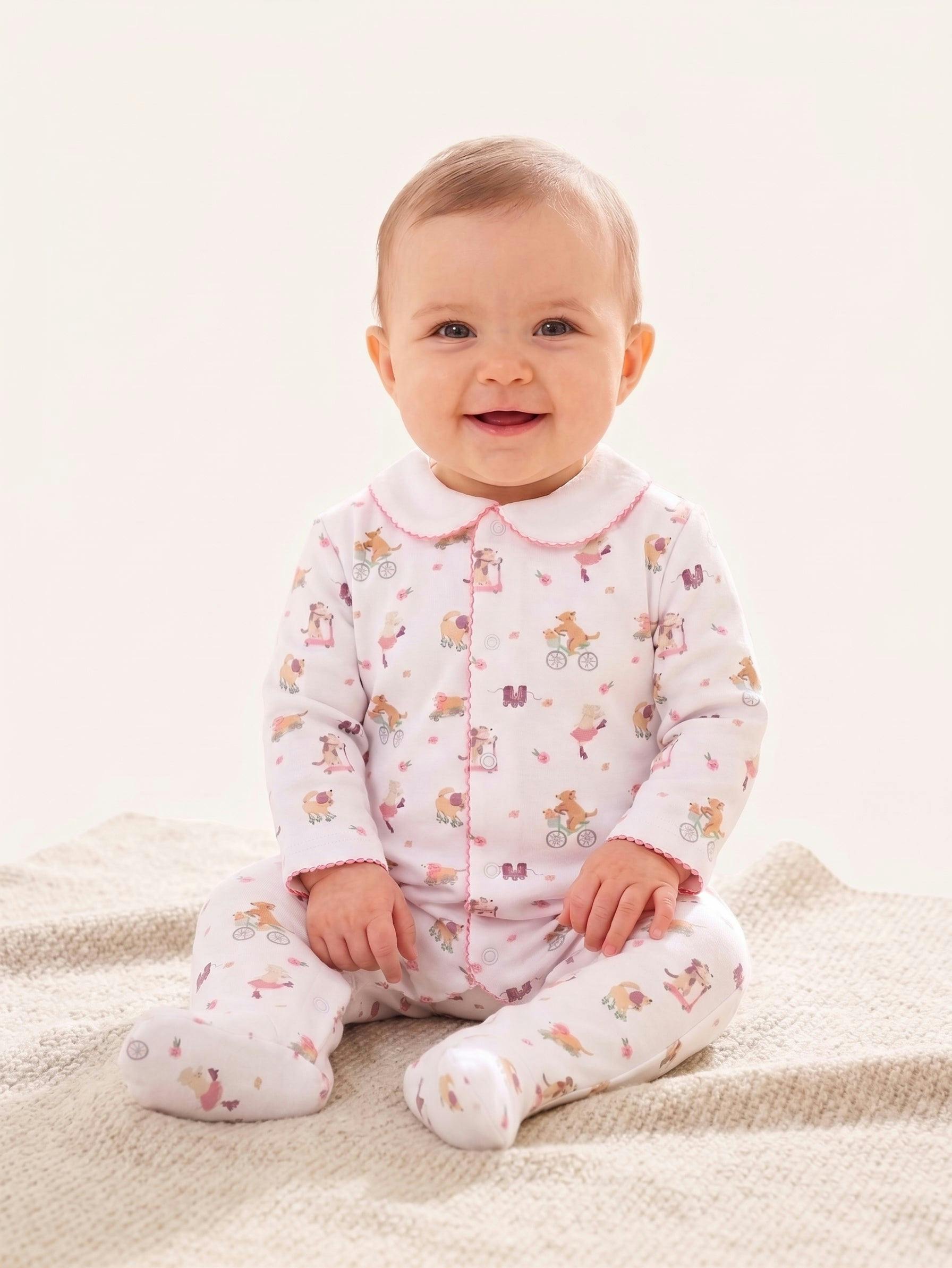 Roller Pups Girl Pima Cotton Baby One-Piece Pajamas
