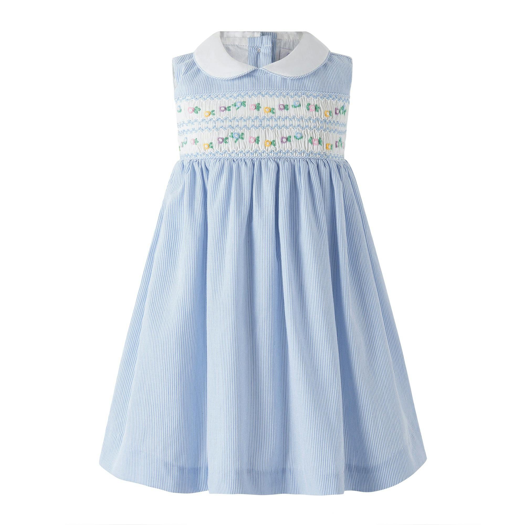 Blue Stripe Smocked Dress and Bloomers