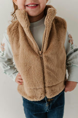 Girls Fur Vest in Beige