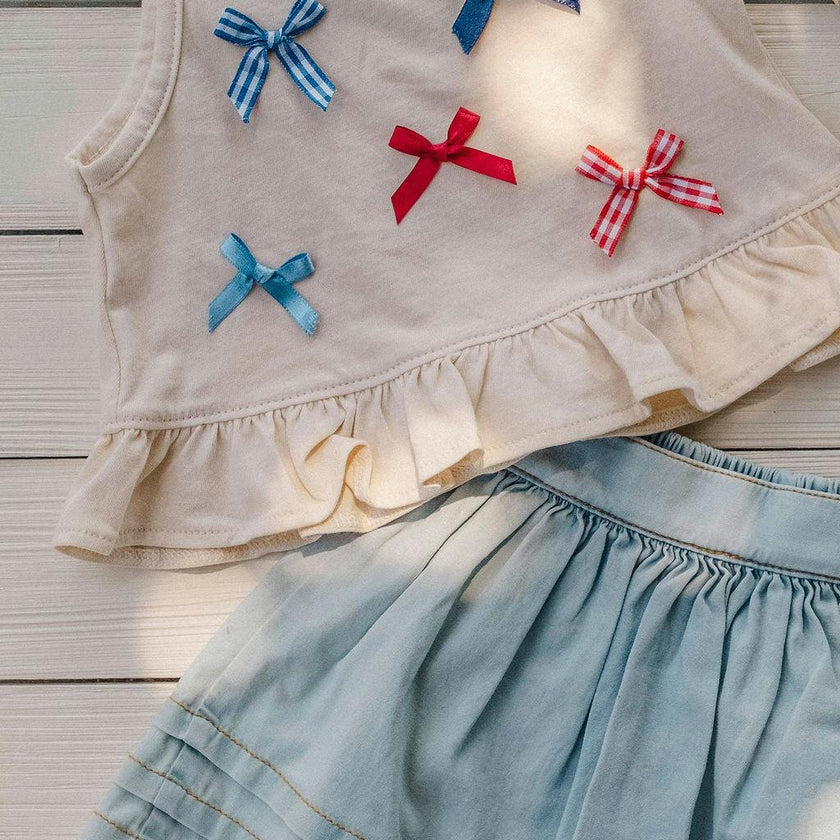 Ruffle Skirt Set in Denim