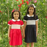 Classic Short Puff Sleeve Smocked Dress
