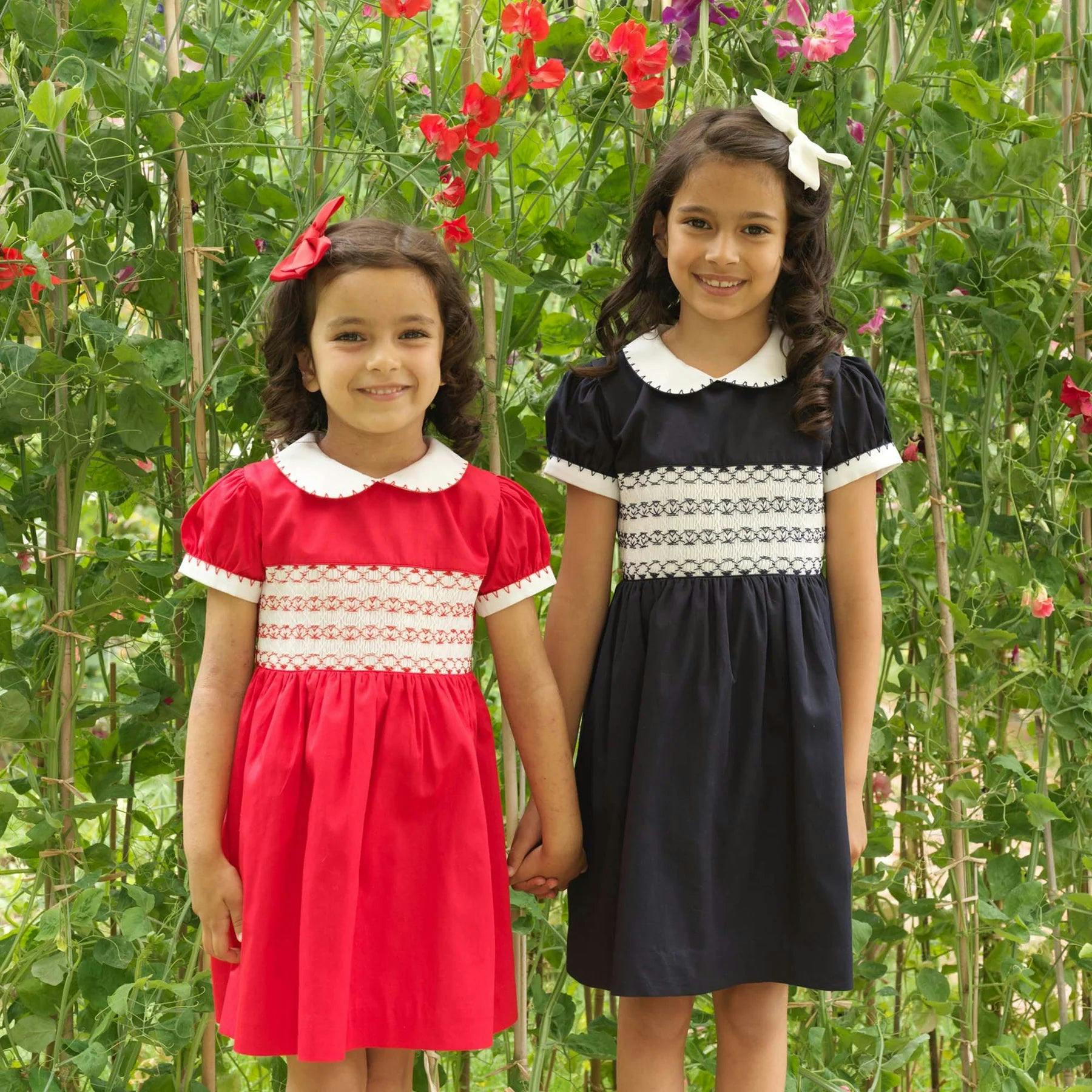 Classic Short Puff Sleeve Smocked Dress