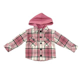 Kids Hooded Shacket in Magenta Plaid