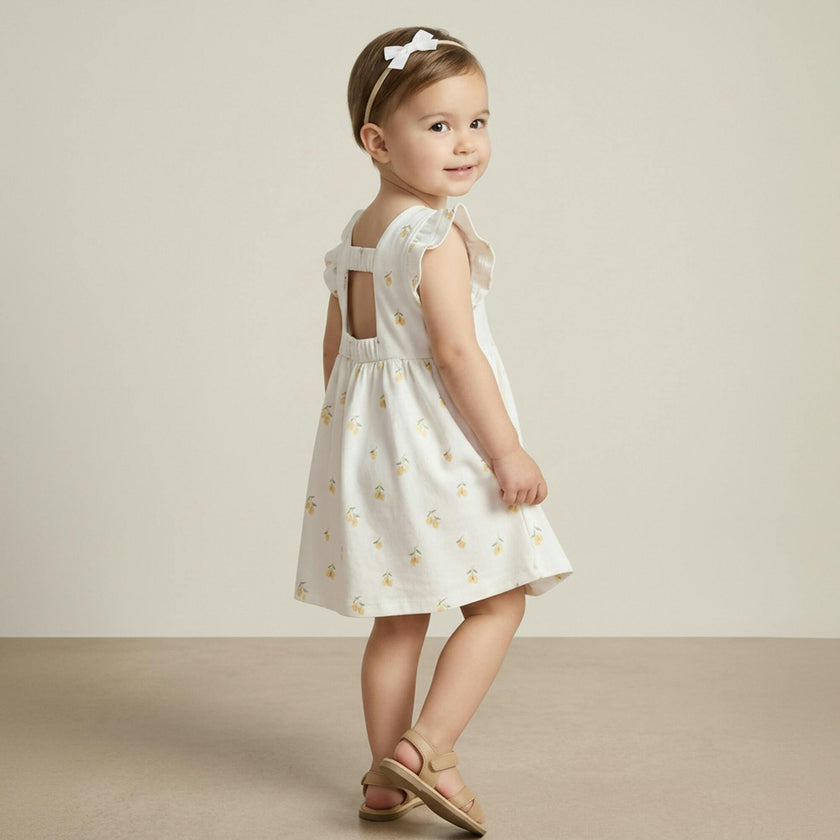 Organic Cutout Back Dress - Lemons