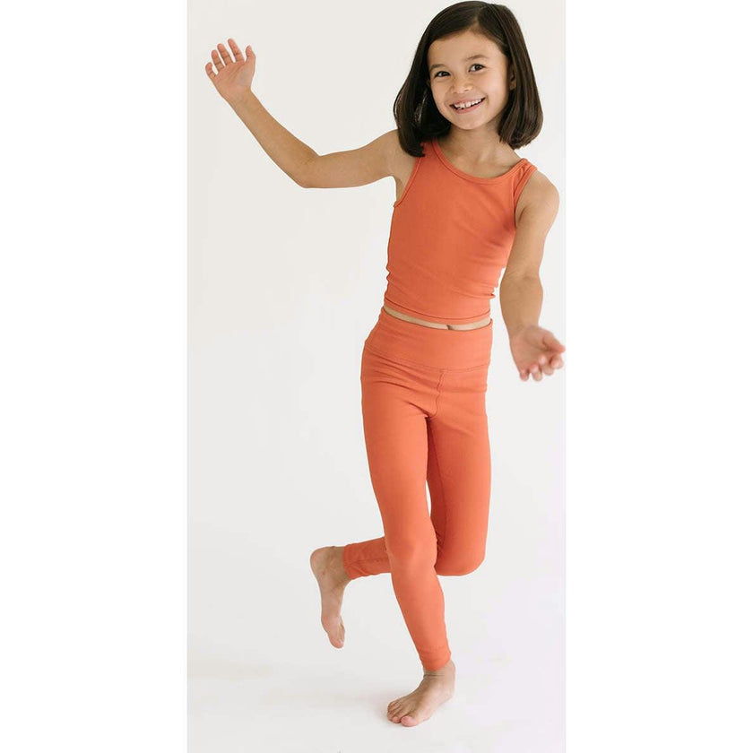 Sporty Ribbed Leggings, Orange