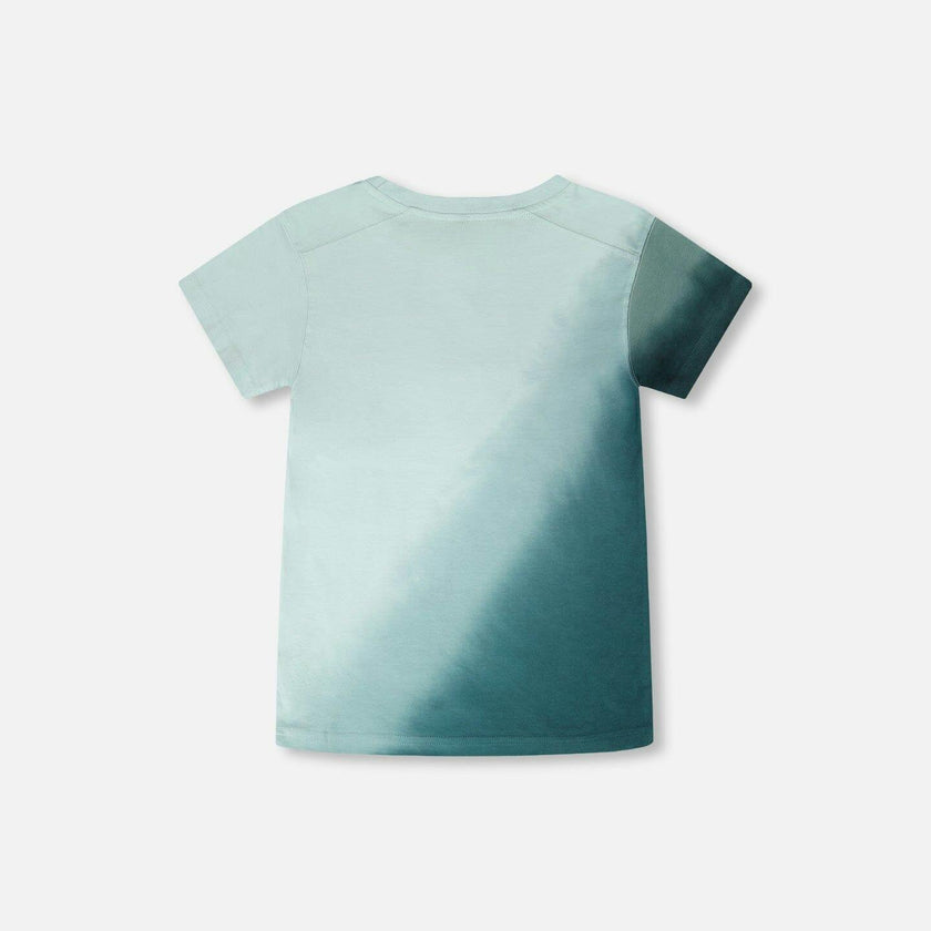Organic Cotton Jersey T-Shirt With Print Turquoise
