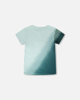 Organic Cotton Jersey T-Shirt With Print Turquoise