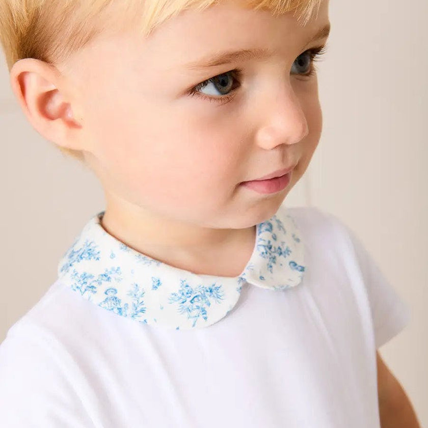 Audrey Toile Peter Pan Collar Bodysuit in Blue (1mth-2yrs)