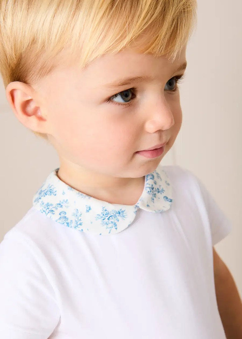 Audrey Toile Peter Pan Collar Bodysuit in Blue (1mth-2yrs)