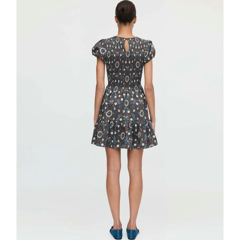 The Gia Mini Nap Dress - Chocolate Swedish Floral