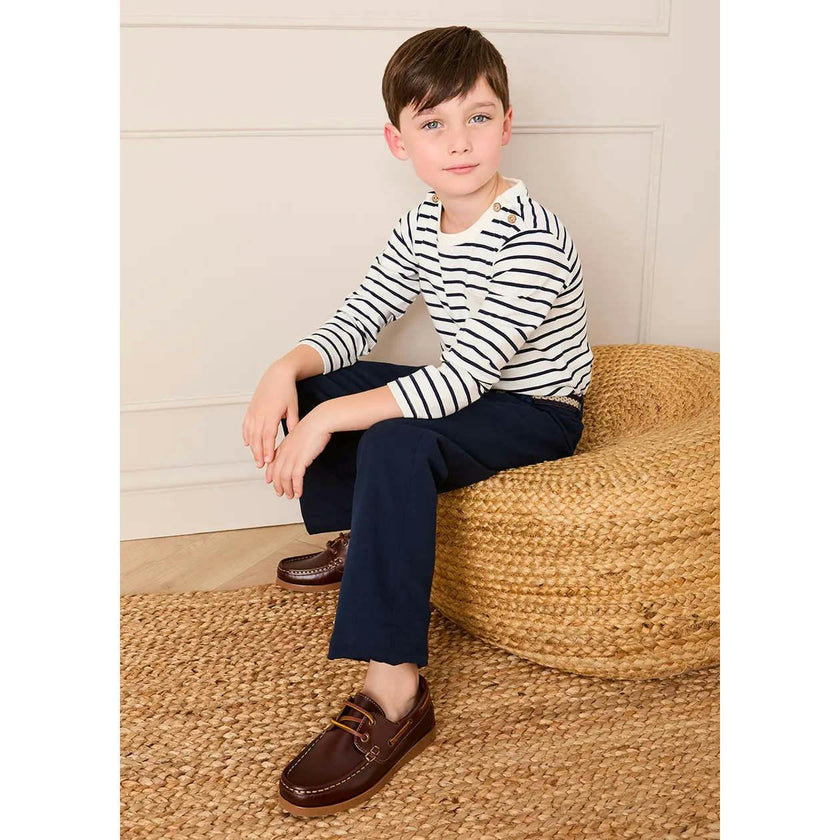 Sailor Stripe Long Sleeve Pocket Detail Top in White (2-10yrs)