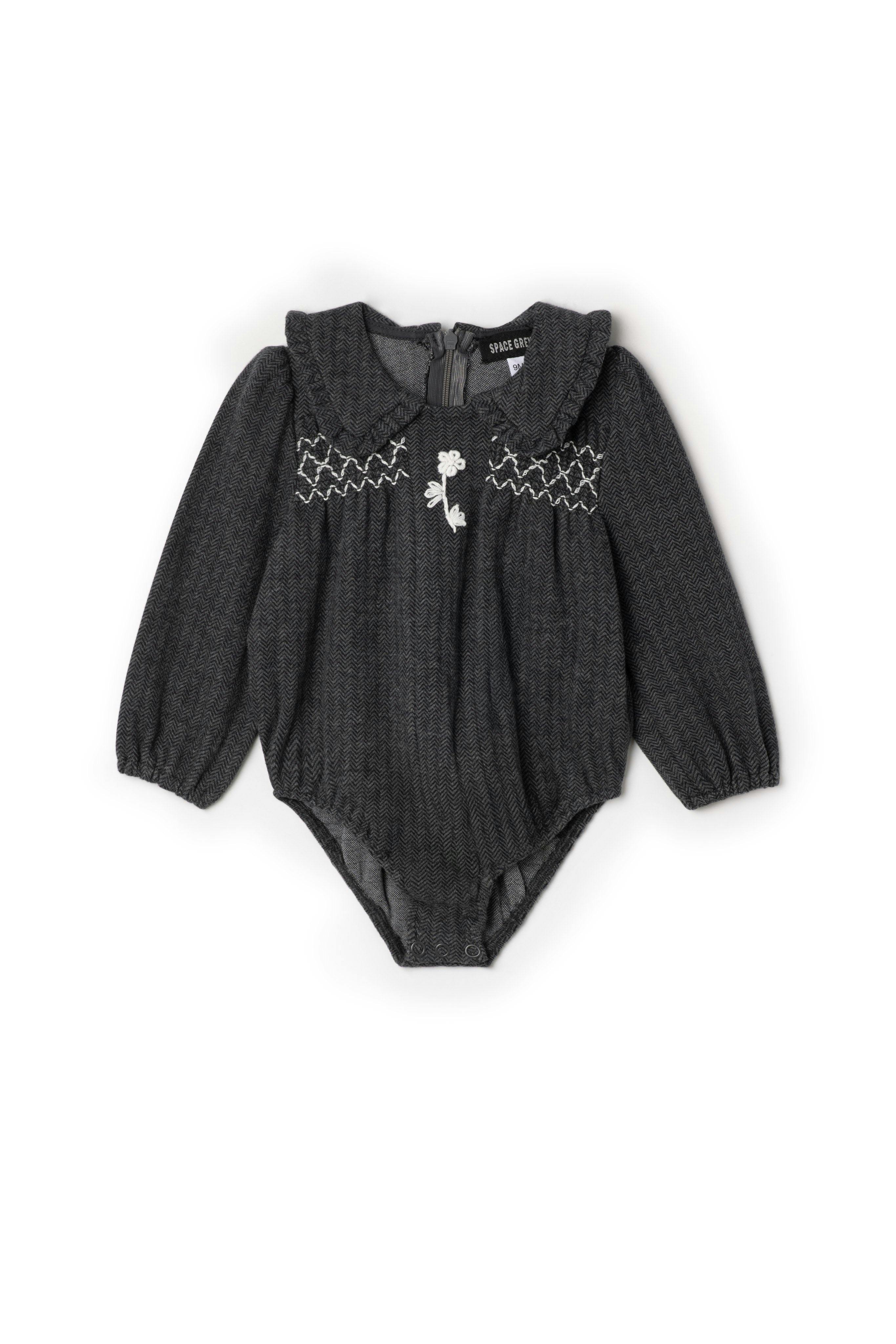 Herringbone Stretch Snap Front Collared Bubble