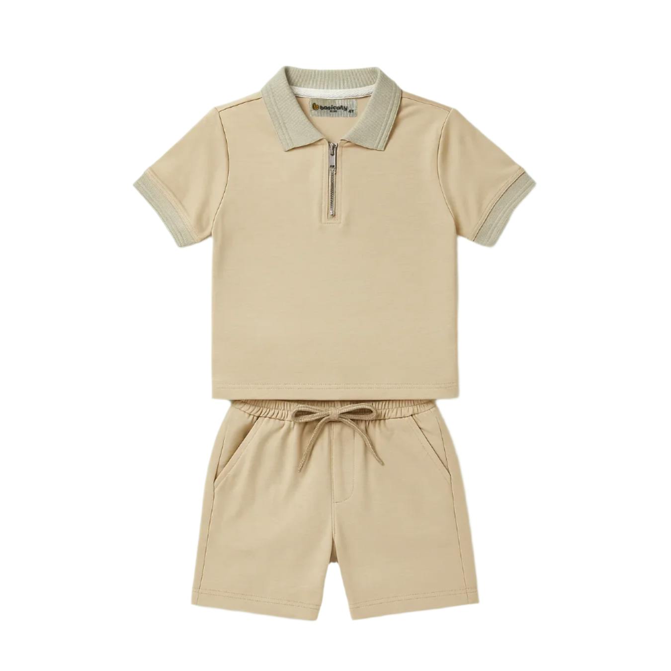 Zipper Polo & Shorts Set
