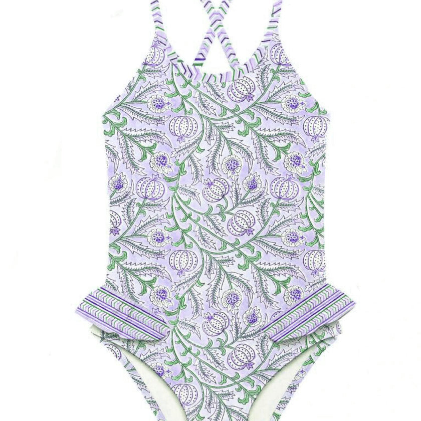 Girls' one-piece swimsuit, purple | POPPY 1P