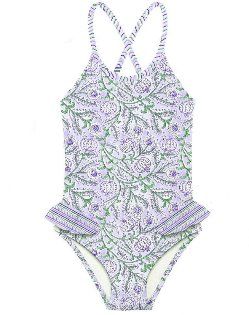 Girls' one-piece swimsuit, purple | POPPY 1P