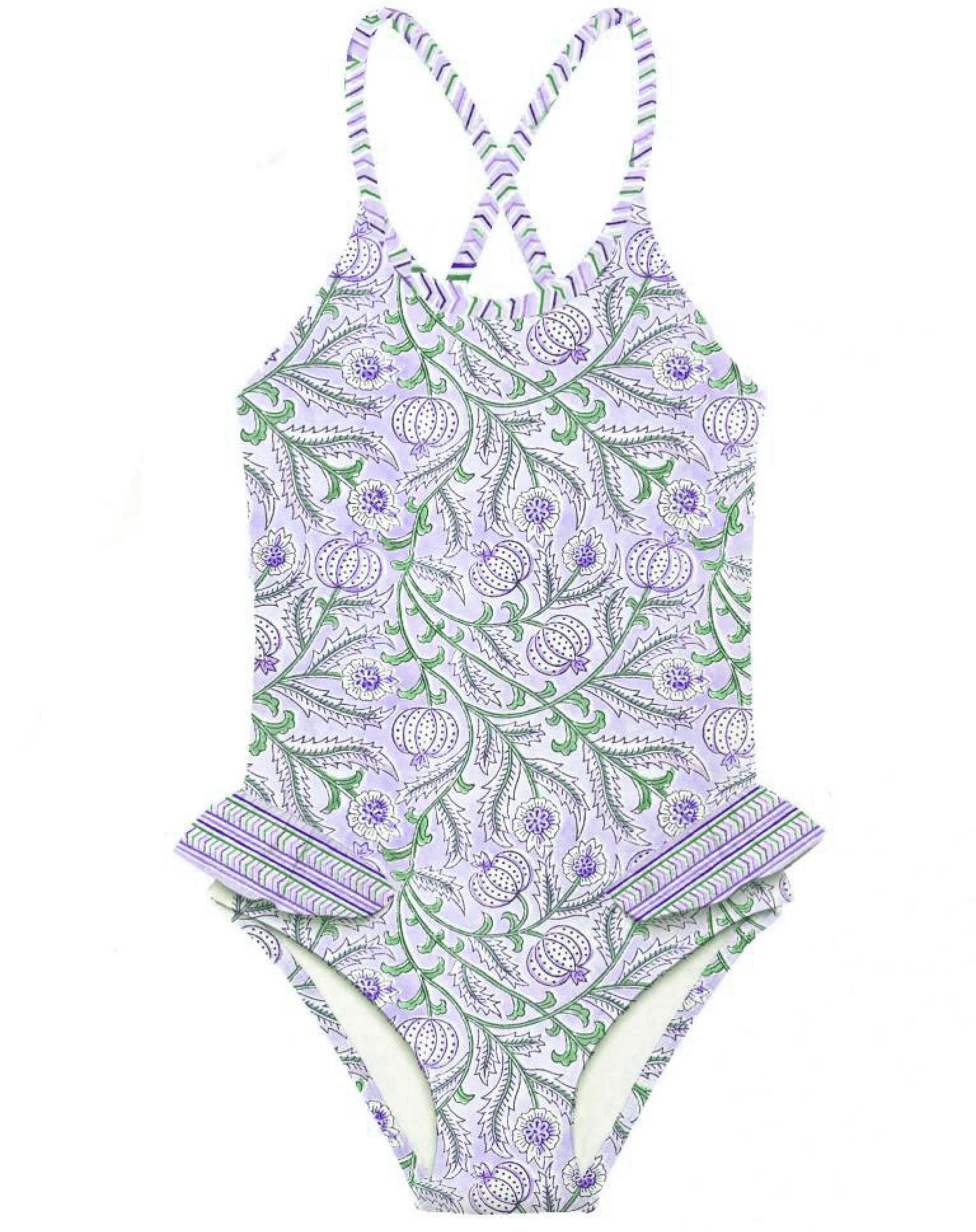 Girls' one-piece swimsuit, purple | POPPY 1P