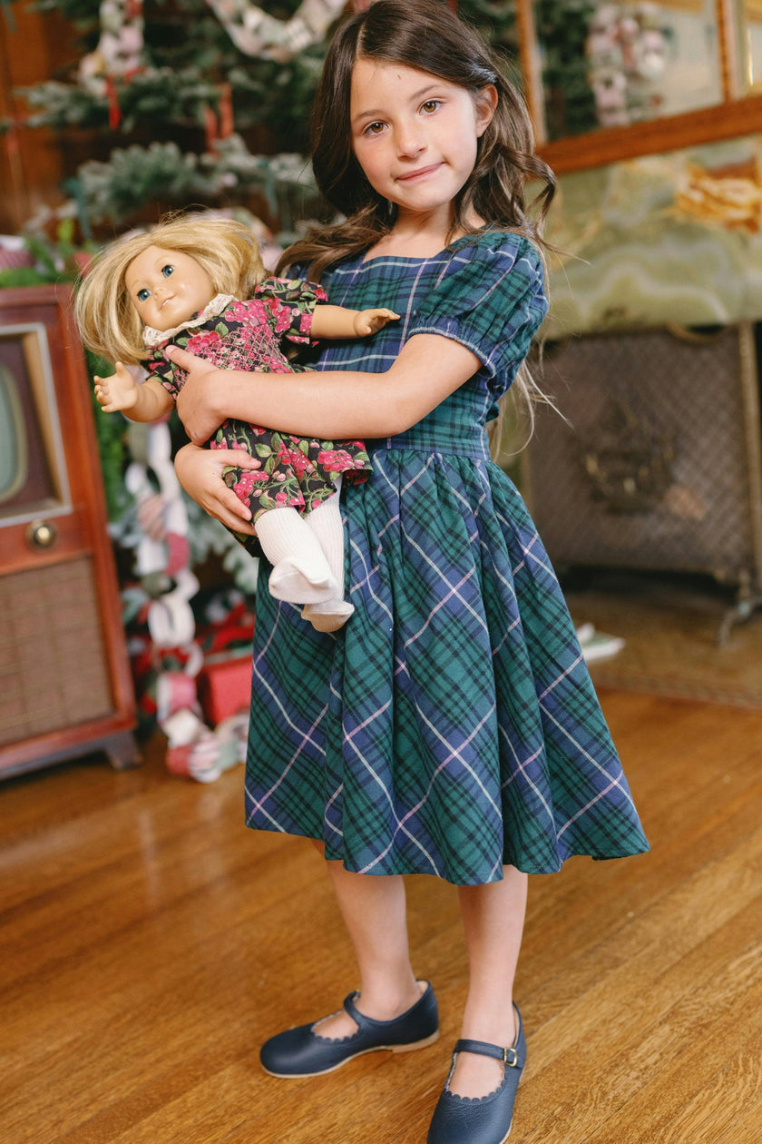 Mini Cupcake Dress in Emerald Plaid