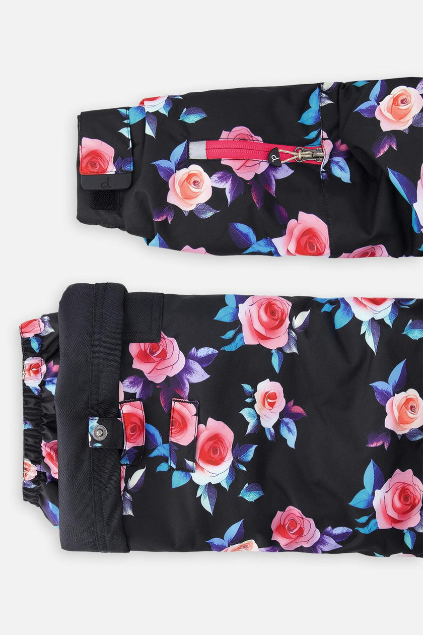 Two Piece Play Snowsuit Black Rose Print