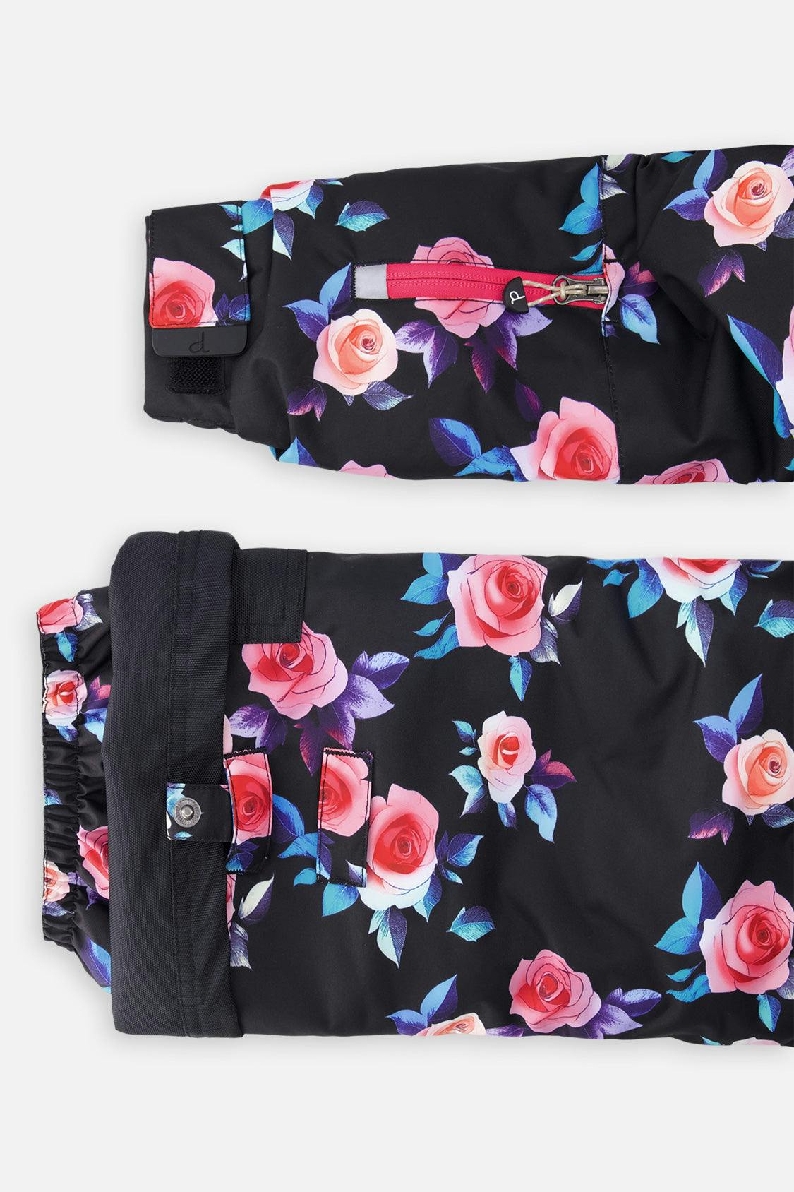 Two Piece Play Snowsuit Black Rose Print