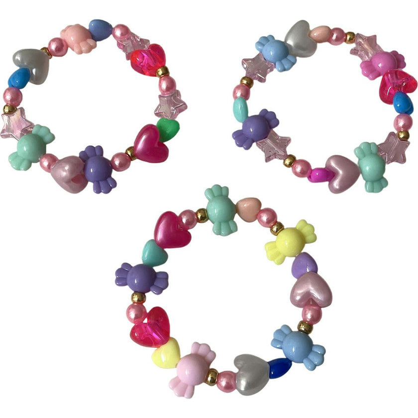 Pink Puffy Pearl Bracelet Set of 3