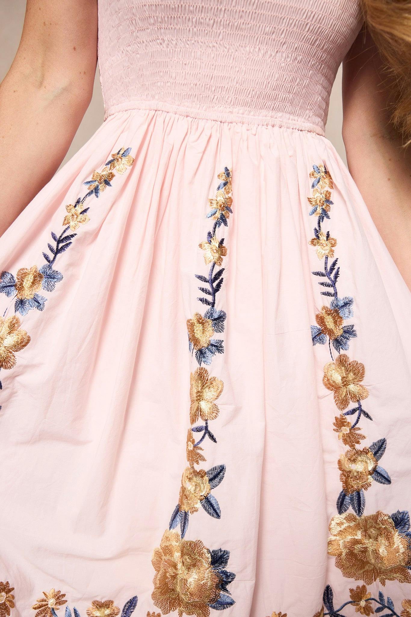 Hattie Dress in Embroidered Spring Floral