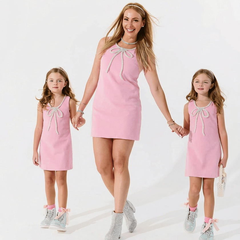 Pink Velvet Bow Princess Dress