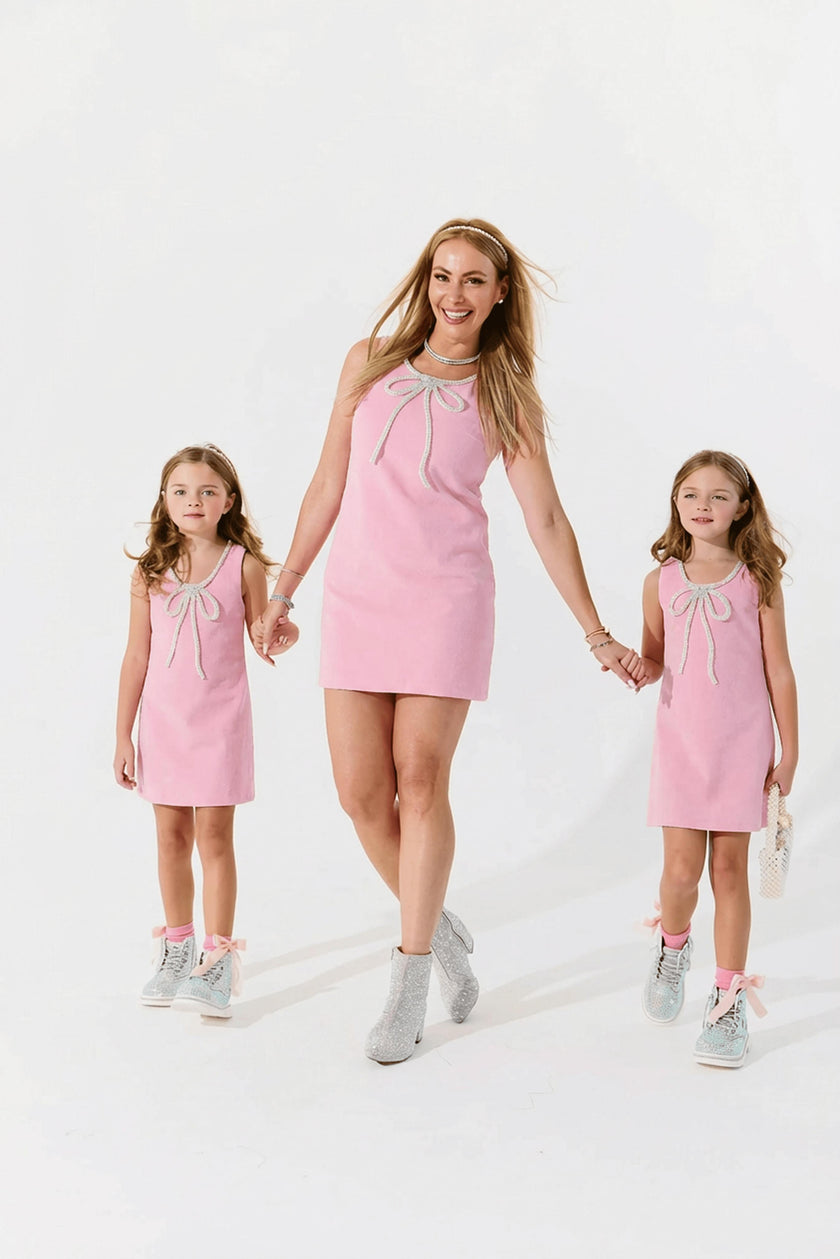 Pink Velvet Bow Princess Dress