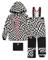 Two Piece Teknik Snowsuit White And Bright Pink Checkered Print