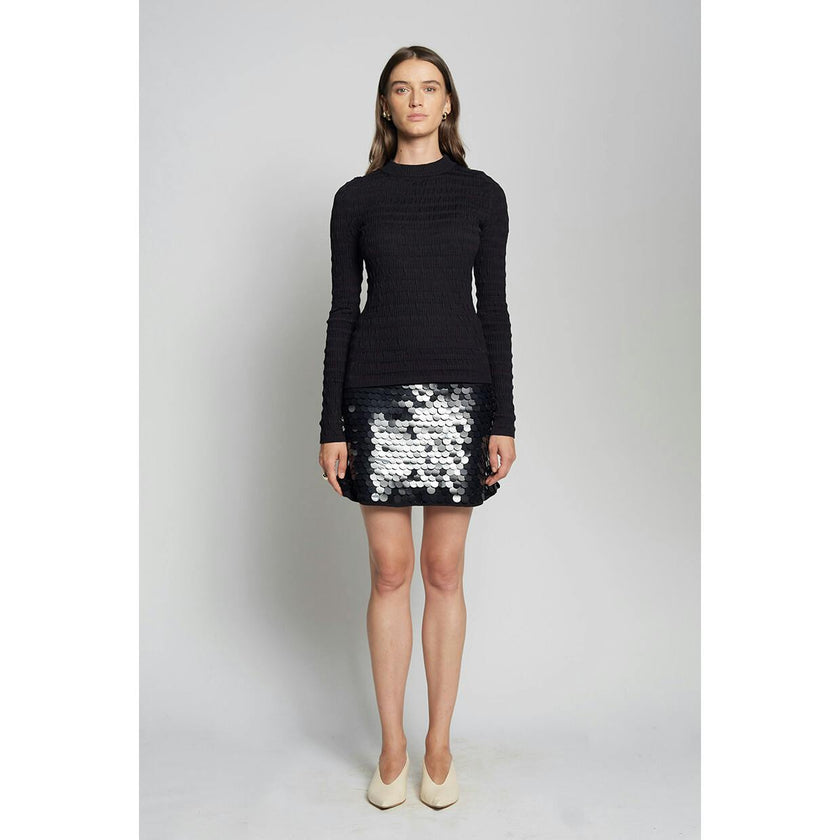 MYA MINI SKIRT | BLACK W/ BLACK SEQUINS