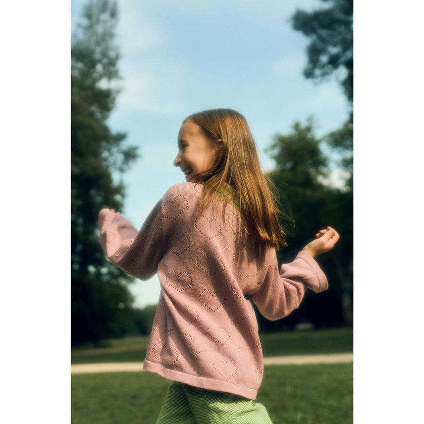 children's cotton sweater - blush hearts