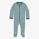 Baby organic zip footie in stripe