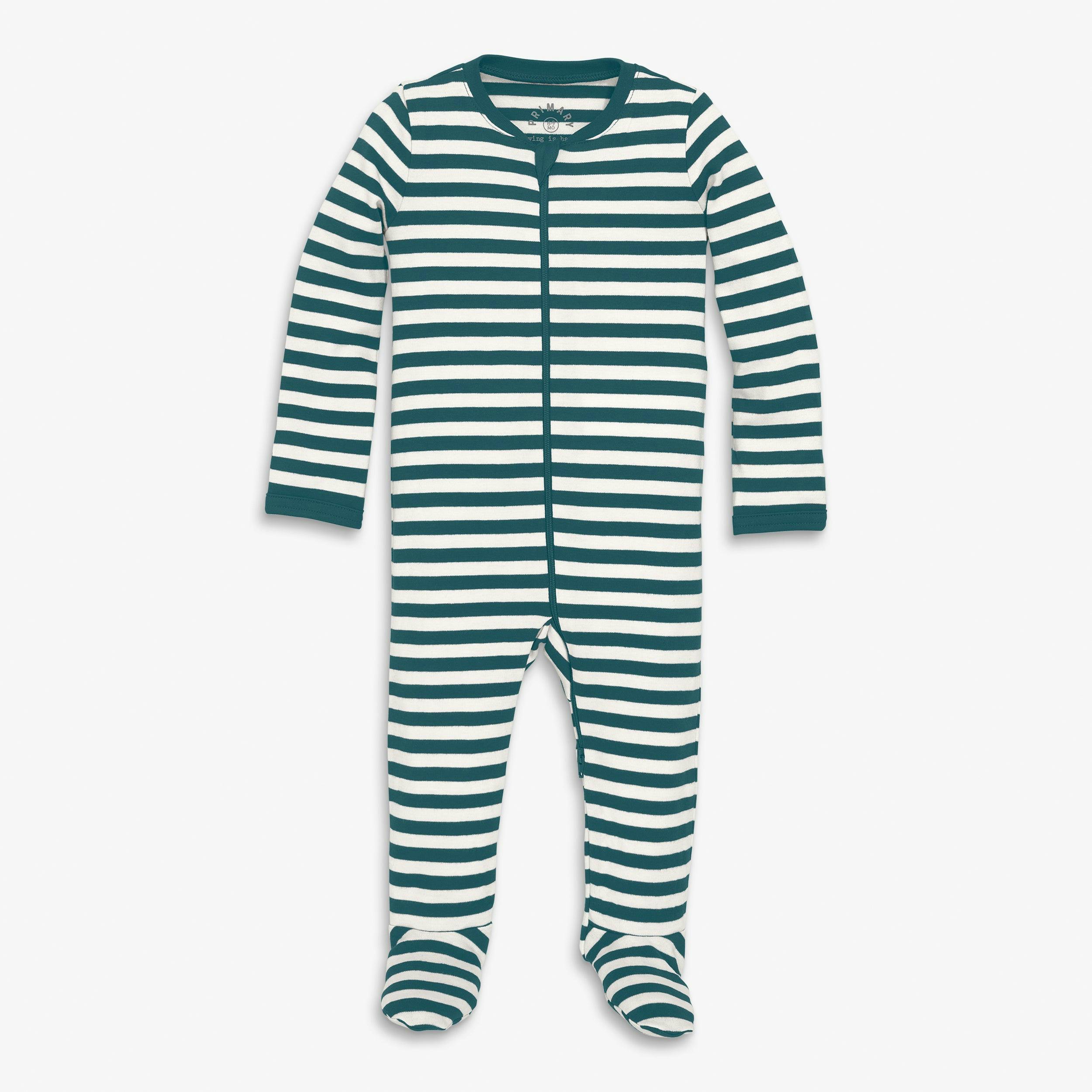 Baby organic zip footie in stripe