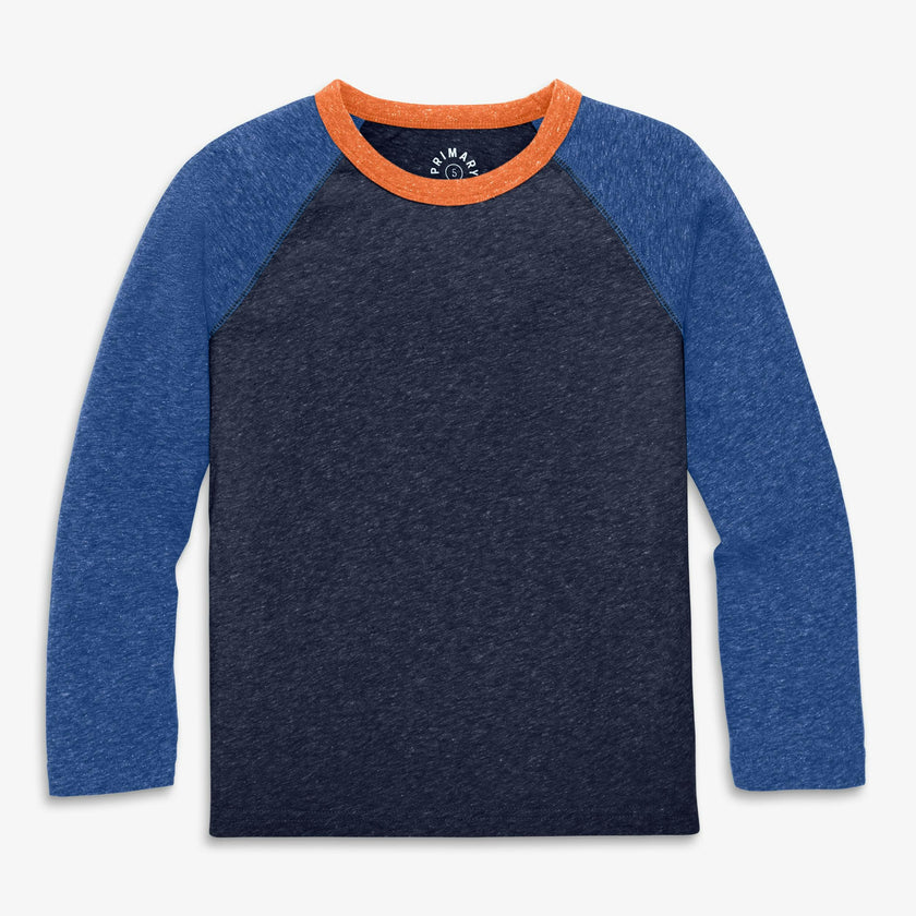 Kids heathered long sleeve baseball tee