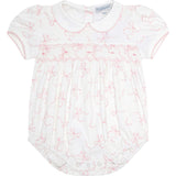 Charming Bows Print Smocked Bubble