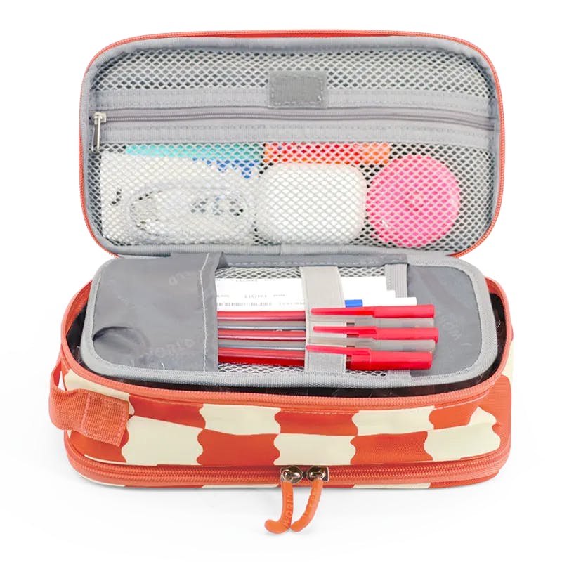 Oz Daypack Backpack with Doodle Large Pencil Case in Wiggle Coral