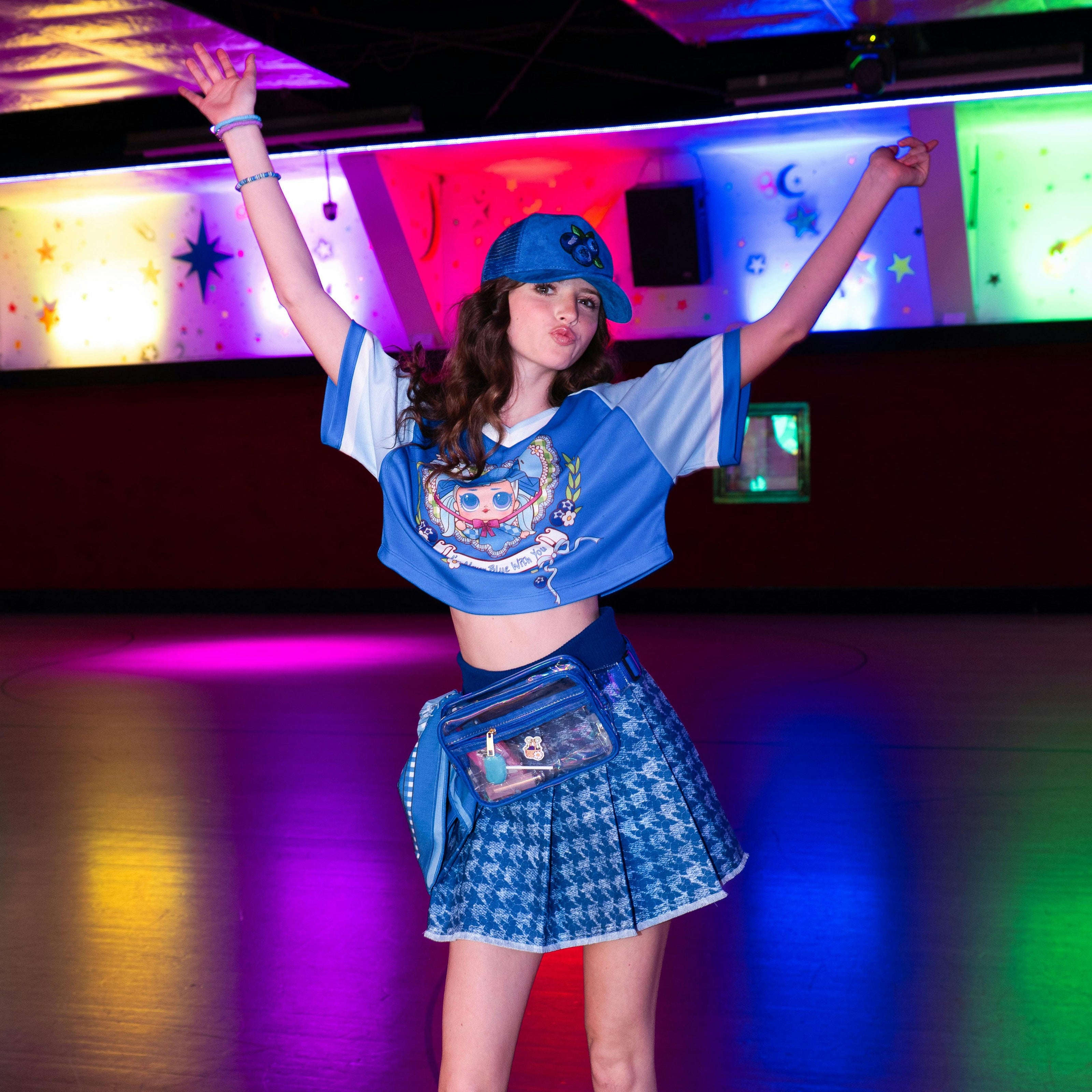 LOL Surprise! x Strawberry Shortcake Blueberry Muffin Berry Houndstooth Denim Pleat Skirt