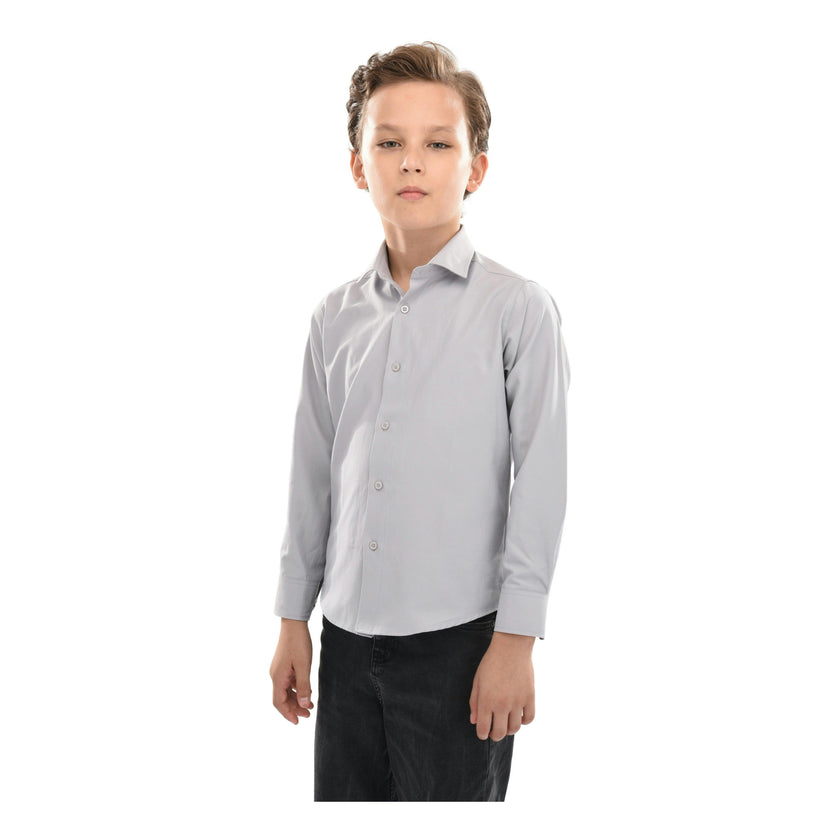 Gray Structured Button-Up Shirt