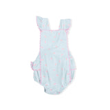 Tiny Cherry Stripe - Ric Rac Ruffle Sunsuit