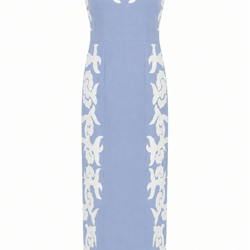 Denver Coastal Blue Motif Midi Dress