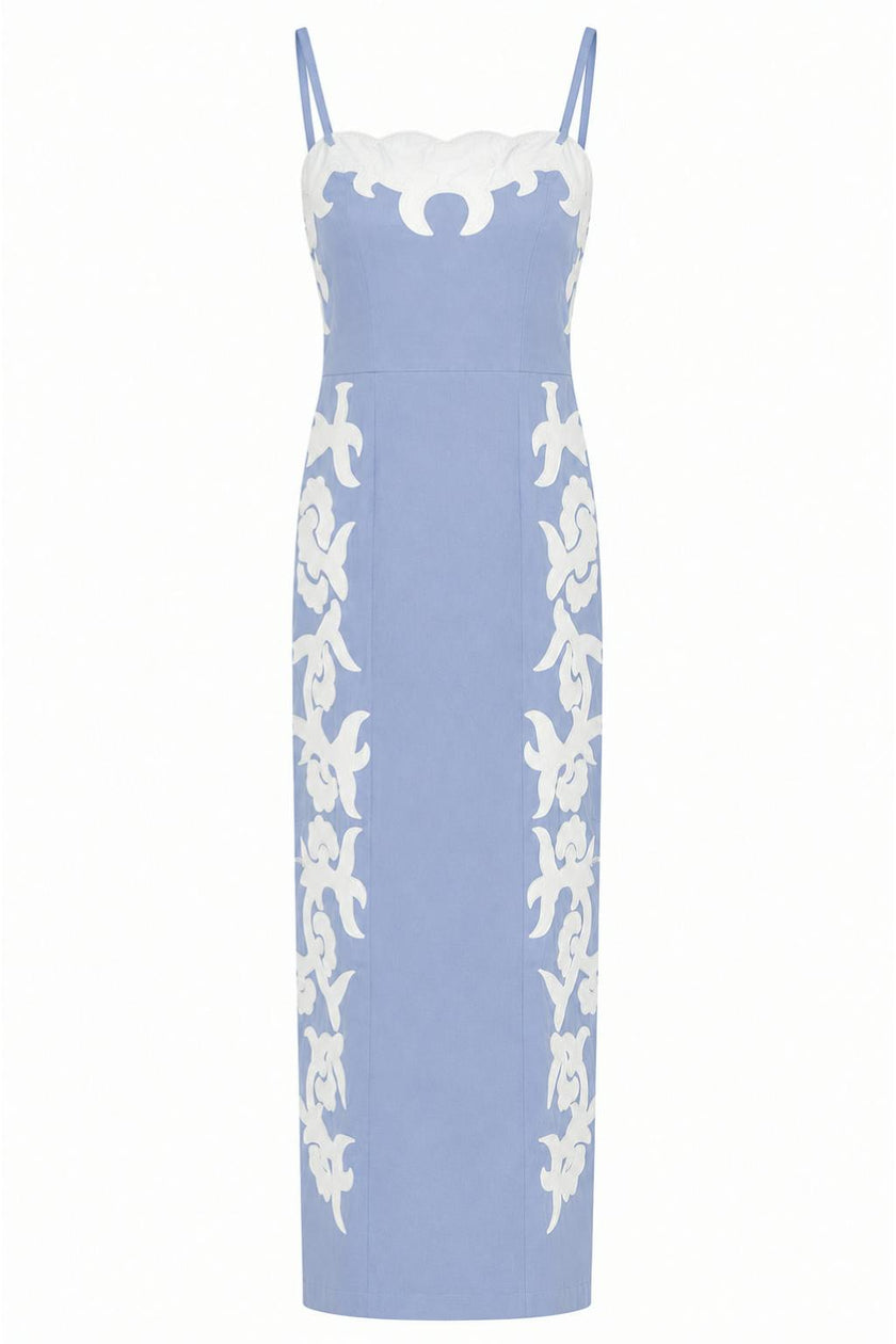 Denver Coastal Blue Motif Midi Dress