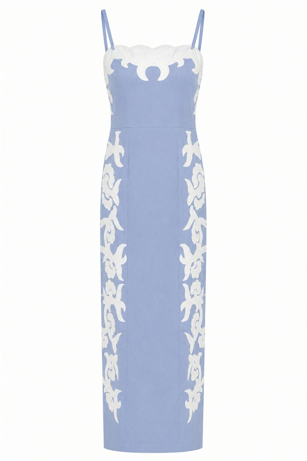 Denver Coastal Blue Motif Midi Dress