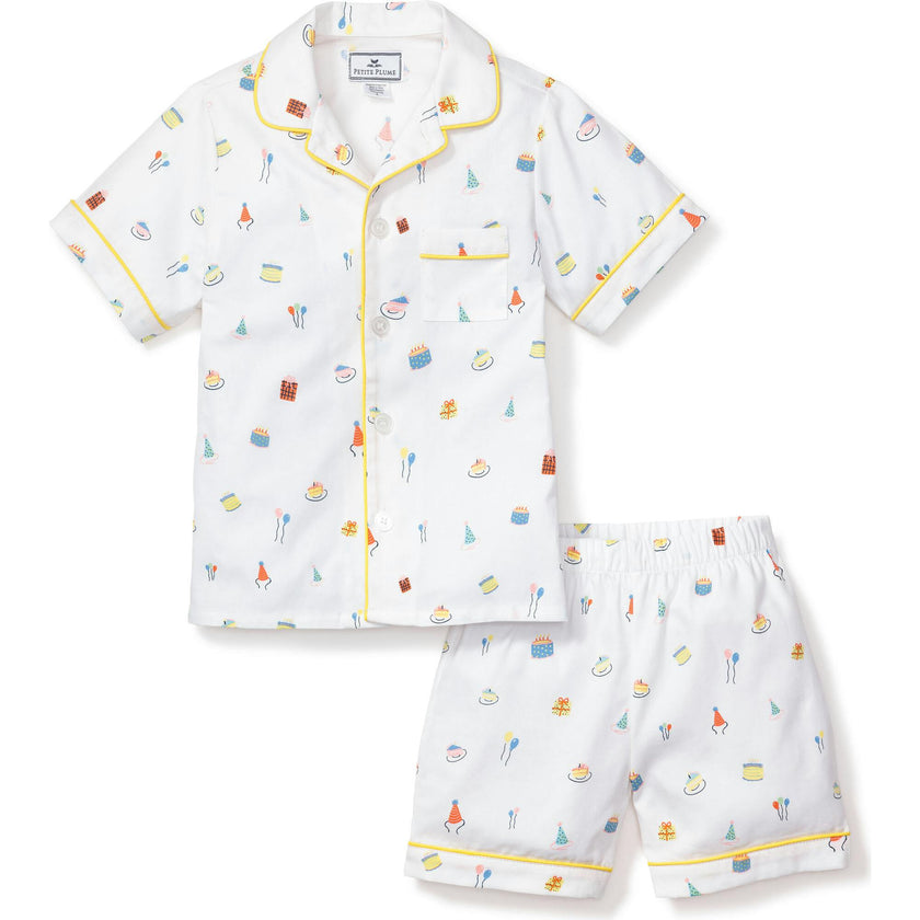 Kid's Twill Pajama Short Set in Birthday Wishes