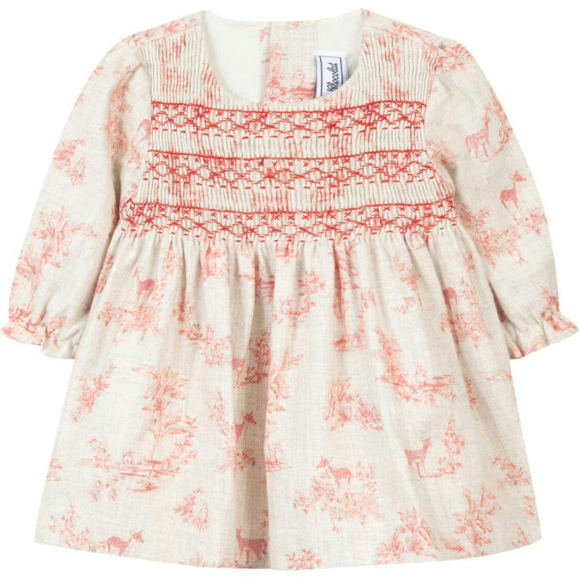 Rosewood Flannel Smocked Dress